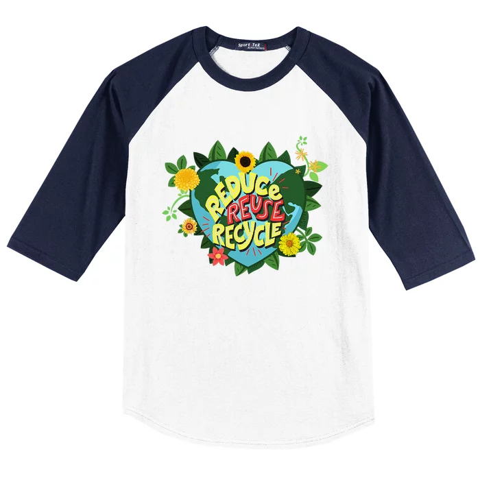 Earth Day Reduce Reuse Recycle Save Planet Baseball Sleeve Shirt