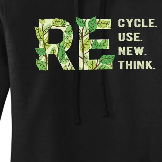 Earth Day Recycle Reuse Renew Rethink Save The Earth Women's Pullover Hoodie