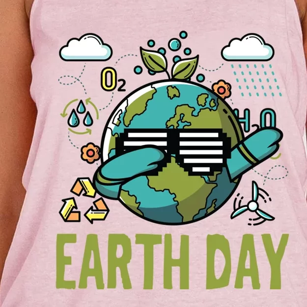 Earth Day Rocks Dabbing Dance Protect Our Earth Cute Gift Women's Knotted Racerback Tank