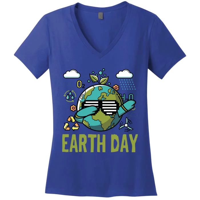 Earth Day Rocks Dabbing Dance Protect Our Earth Gift Women's V-Neck T-Shirt