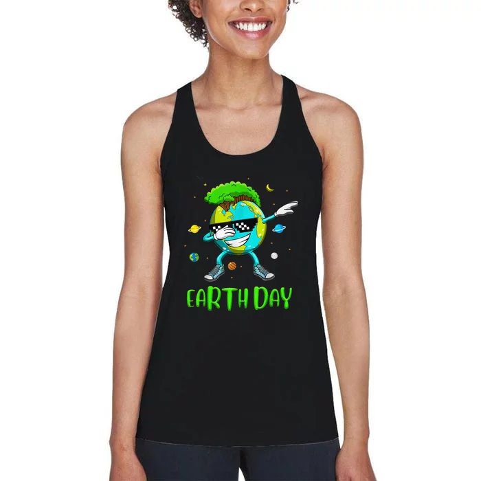 Earth Day Rocks Dabbing Earth Day Protect Our Earth Women's Racerback Tank