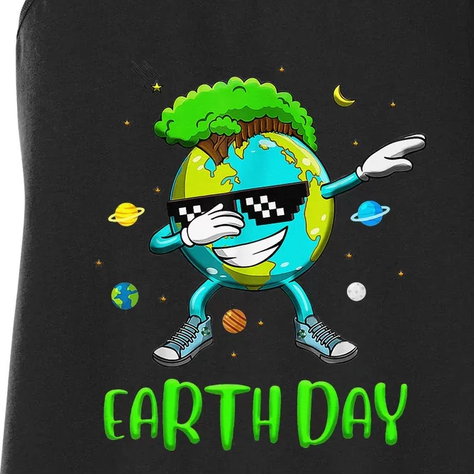 Earth Day Rocks Dabbing Earth Day Protect Our Earth Women's Racerback Tank