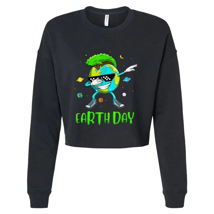 Earth Day Rocks Dabbing Earth Day Protect Our Earth Cropped Pullover Crew