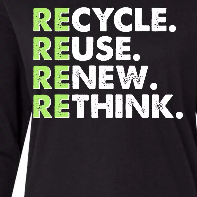 Earth Day Recycle Reuse Renew Rethink Womens Cotton Relaxed Long Sleeve T-Shirt