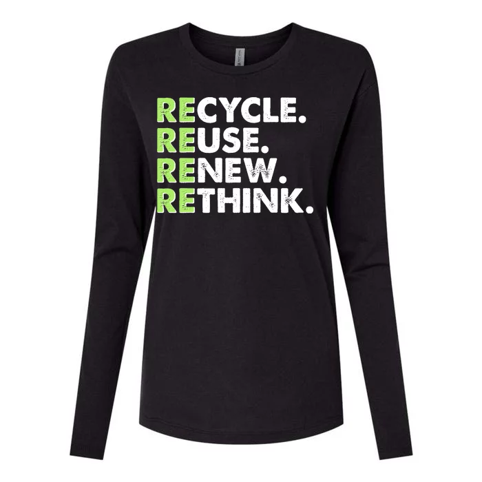 Earth Day Recycle Reuse Renew Rethink Womens Cotton Relaxed Long Sleeve T-Shirt