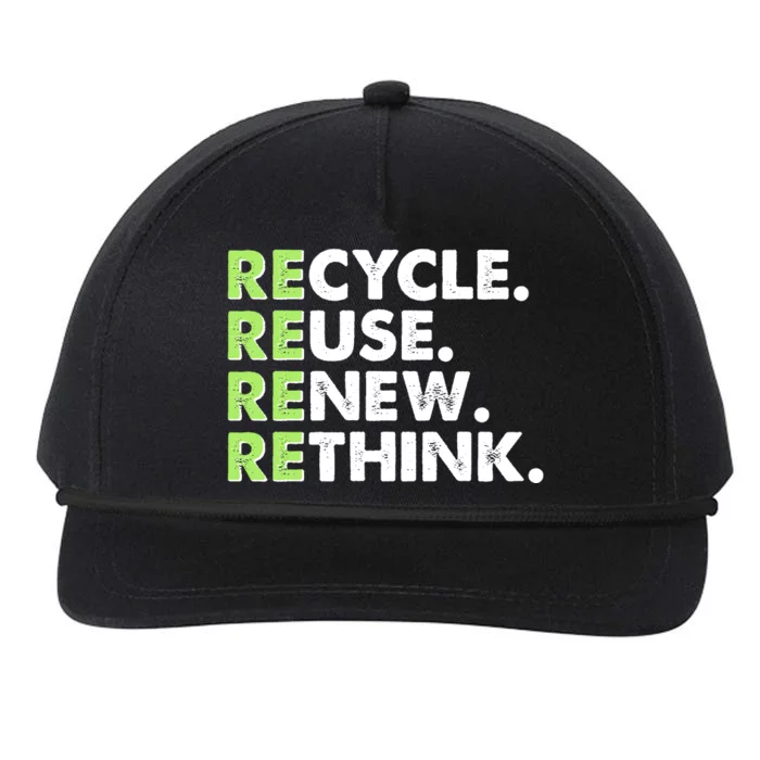 Earth Day Recycle Reuse Renew Rethink Snapback Five-Panel Rope Hat