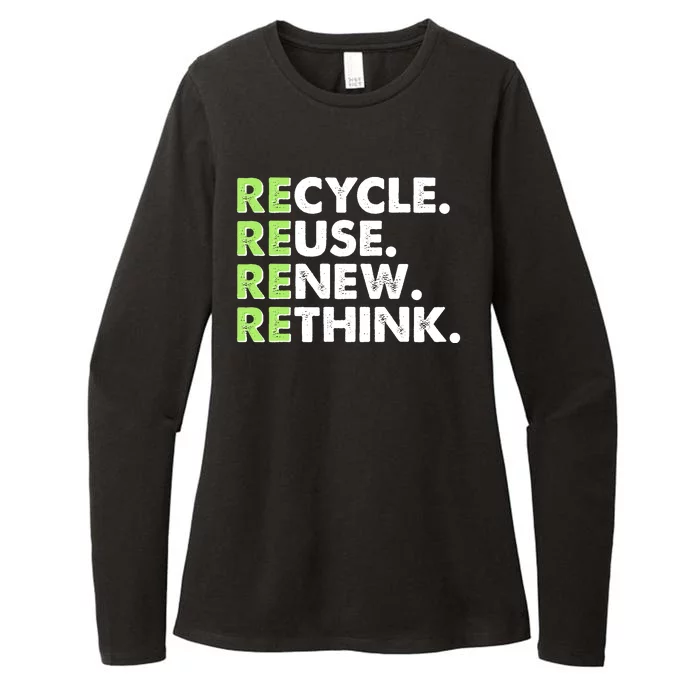 Earth Day Recycle Reuse Renew Rethink Womens CVC Long Sleeve Shirt