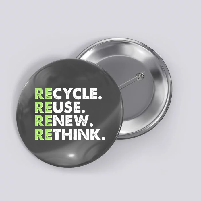 Earth Day Recycle Reuse Renew Rethink Button