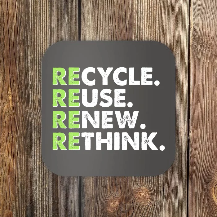 Earth Day Recycle Reuse Renew Rethink Coaster