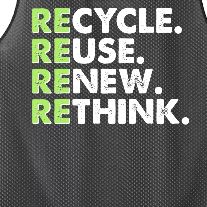 Earth Day Recycle Reuse Renew Rethink Mesh Reversible Basketball Jersey Tank