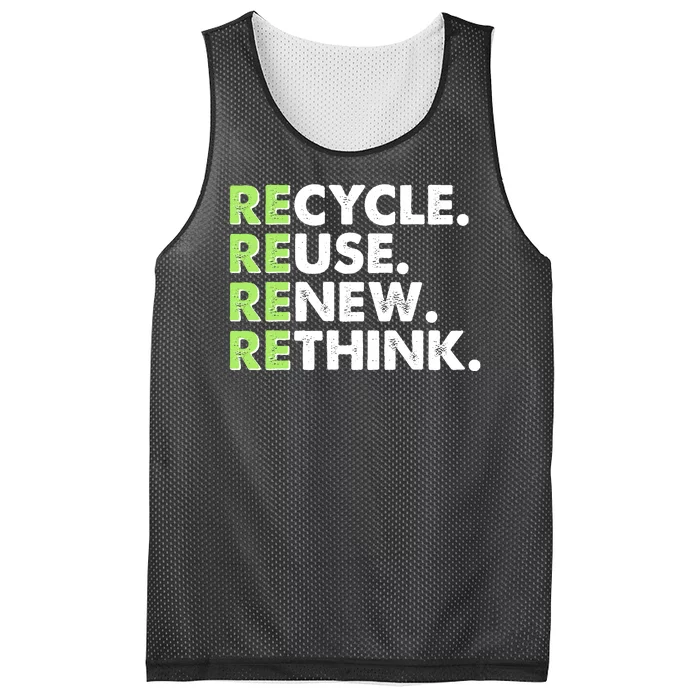 Earth Day Recycle Reuse Renew Rethink Mesh Reversible Basketball Jersey Tank