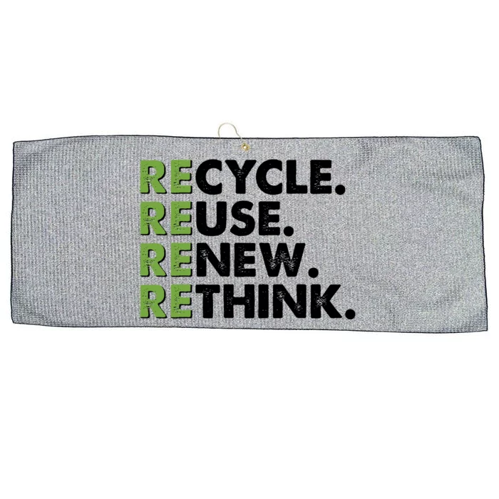 Earth Day Recycle Reuse Renew Rethink Large Microfiber Waffle Golf Towel