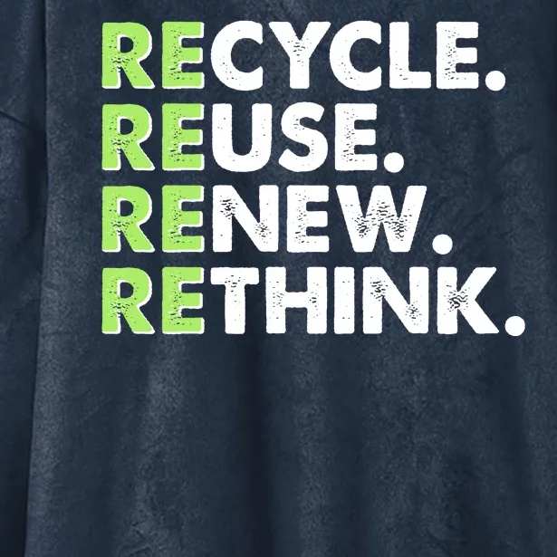 Earth Day Recycle Reuse Renew Rethink Hooded Wearable Blanket