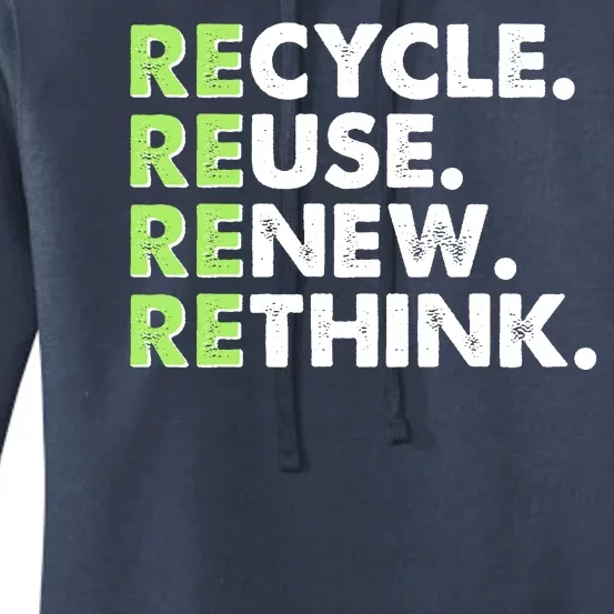 Earth Day Recycle Reuse Renew Rethink Women's Pullover Hoodie