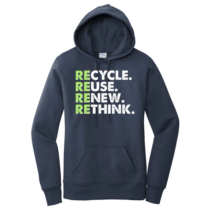 Earth Day Recycle Reuse Renew Rethink Women's Pullover Hoodie