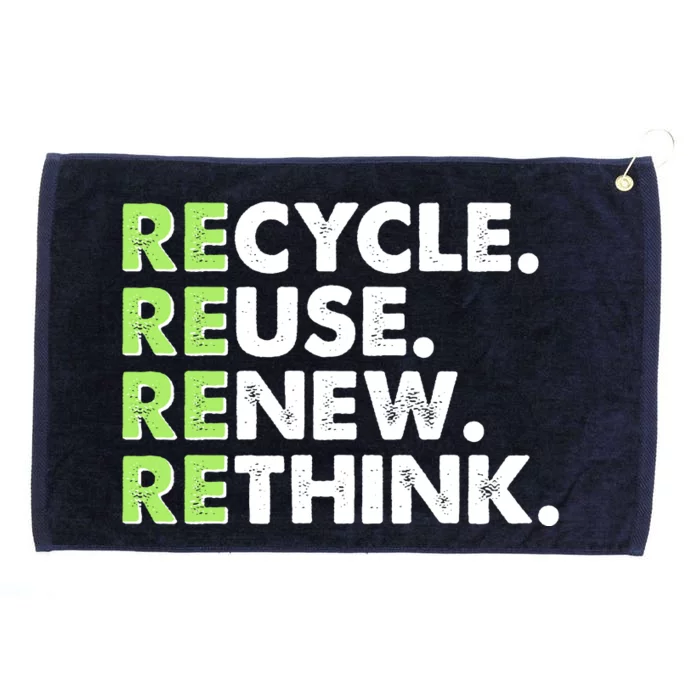 Earth Day Recycle Reuse Renew Rethink Grommeted Golf Towel