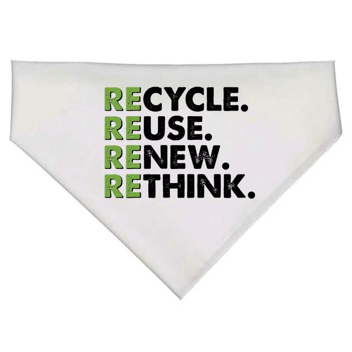 Earth Day Recycle Reuse Renew Rethink USA-Made Doggie Bandana