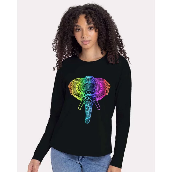 Elephant Dala Rainbow Watercolor Yoga Meditation Funny Gift Womens Cotton Relaxed Long Sleeve T-Shirt