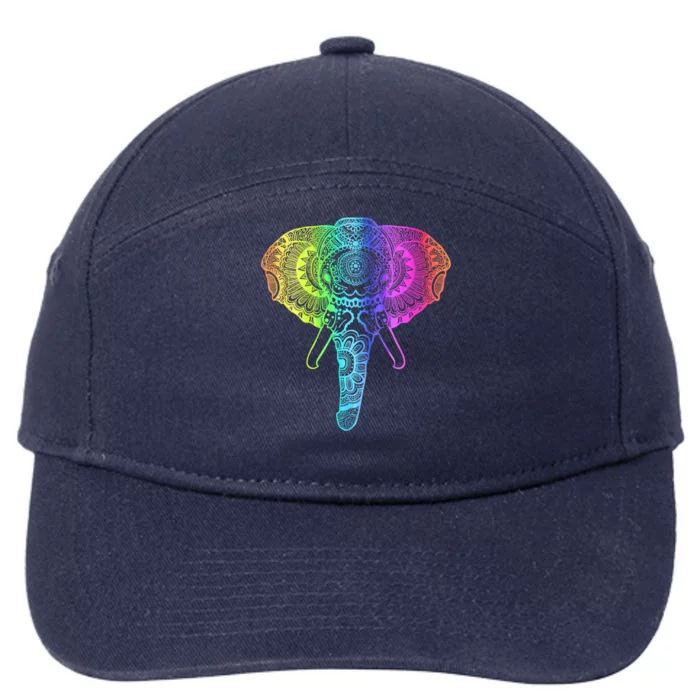 Elephant Dala Rainbow Watercolor Yoga Meditation Funny Gift 7-Panel Snapback Hat