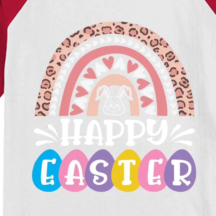 Easter Day Rainbow Easter Bunny Happy Easter Day Outfit Funny Gift Kids Colorblock Raglan Jersey