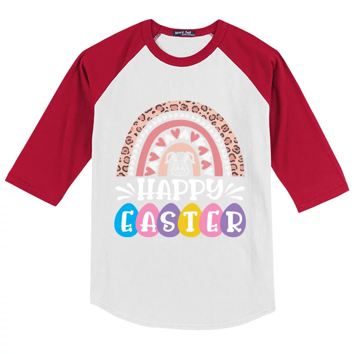 Easter Day Rainbow Easter Bunny Happy Easter Day Outfit Funny Gift Kids Colorblock Raglan Jersey