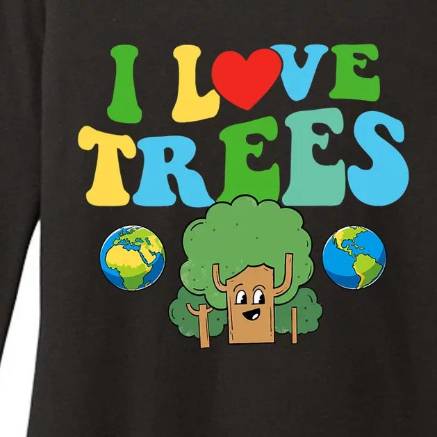 Earth Day Retro Groovy I Heart Trees Environt Gift Womens CVC Long Sleeve Shirt