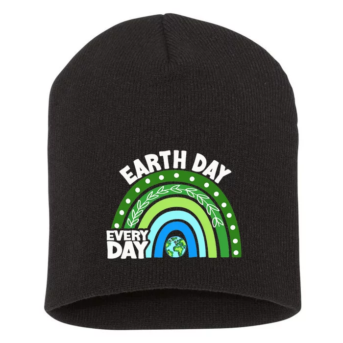 Every Day Rainbow Earth Day Awareness Planet Short Acrylic Beanie