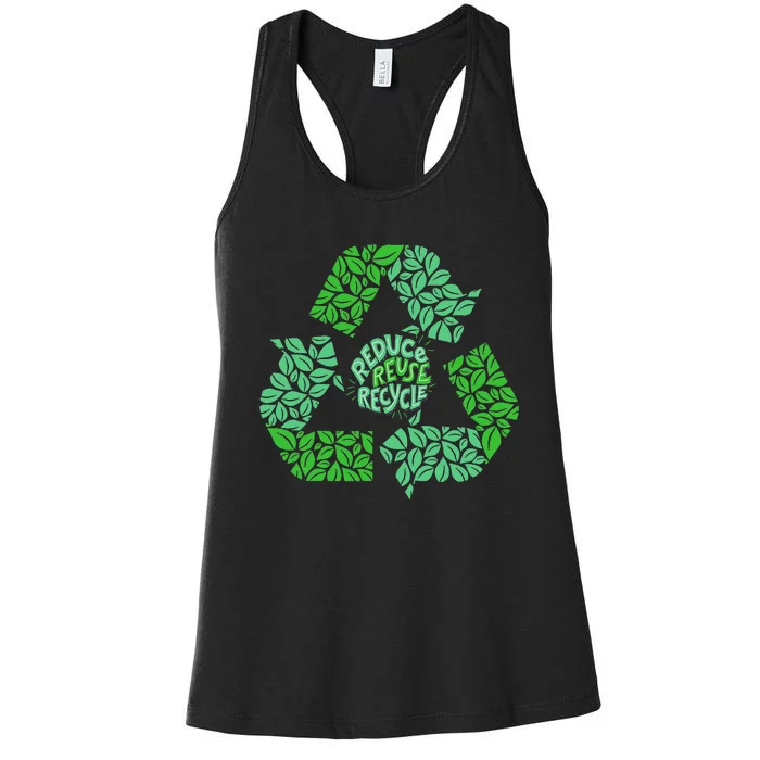 Earth Day Recycle Logo Vintage Recycling Gift Women's Racerback Tank