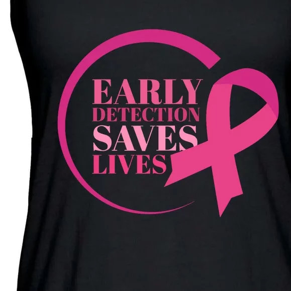 Early Detection Save Lives Breast Cancer Awareness Ladies Essential Flowy Tank