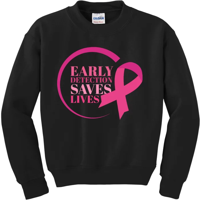 Early Detection Save Lives Breast Cancer Awareness Kids Sweatshirt