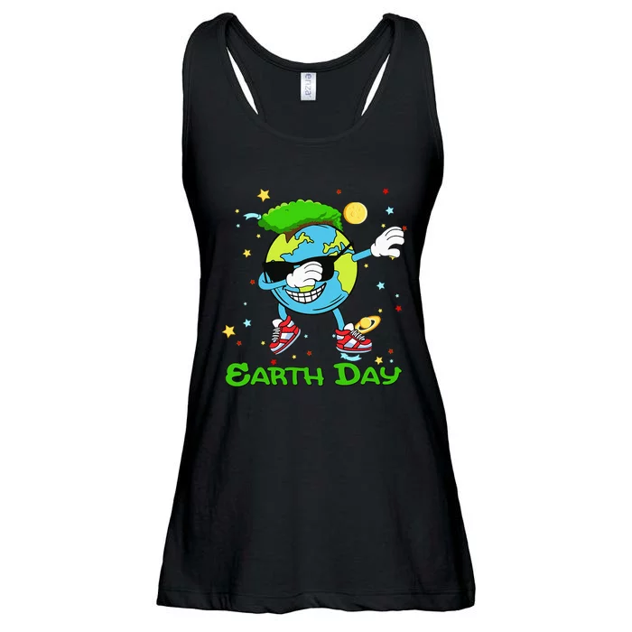 Earth Day Save The Dabbing Earth Stars And Planets Ladies Essential Flowy Tank