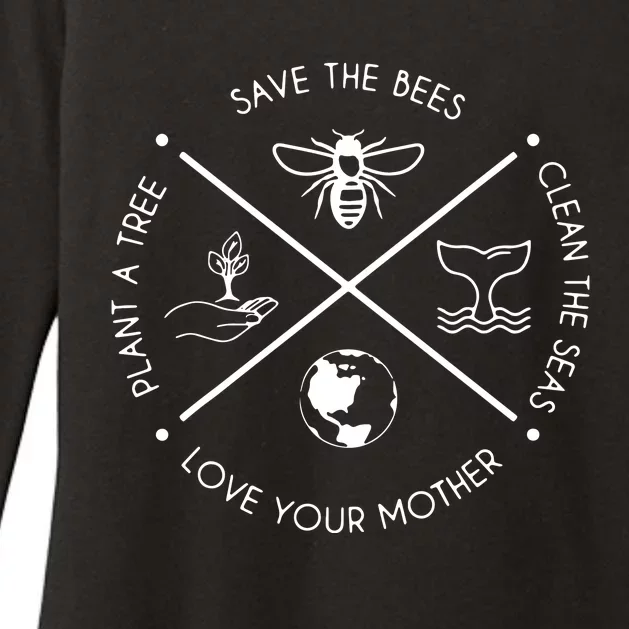 Earth Day Save The Bees Plant More Trees Clean The Seas Womens CVC Long Sleeve Shirt