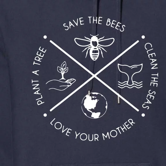 Earth Day Save The Bees Plant More Trees Clean The Seas Premium Hoodie