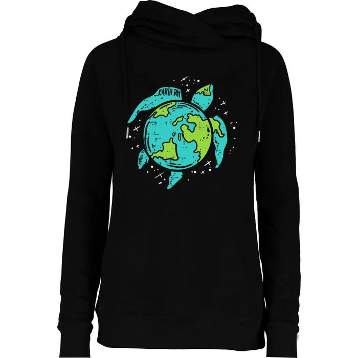 Earth Day Sea Turtle Save The Planet Womens Funnel Neck Pullover Hood