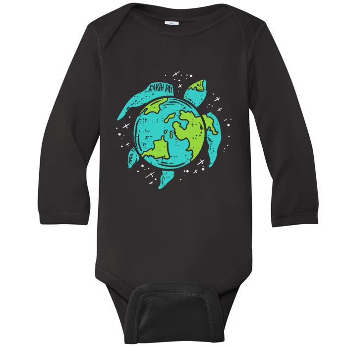 Earth Day Sea Turtle Save The Planet Baby Long Sleeve Bodysuit