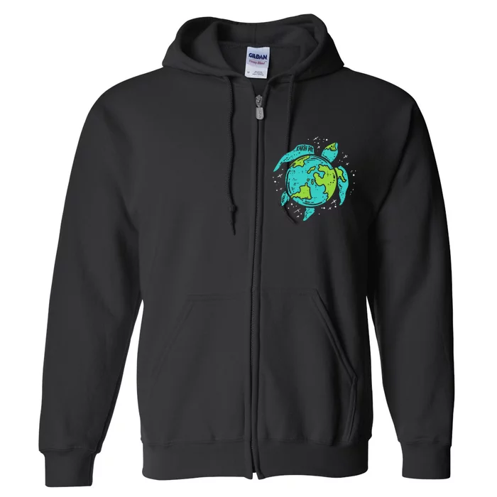 Earth Day Sea Turtle Save The Planet Full Zip Hoodie