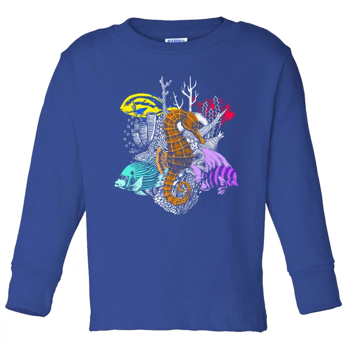 Earth Day Save Coral Reefs Sea Fish Seahorse Coastal Cleanup Gift Toddler Long Sleeve Shirt