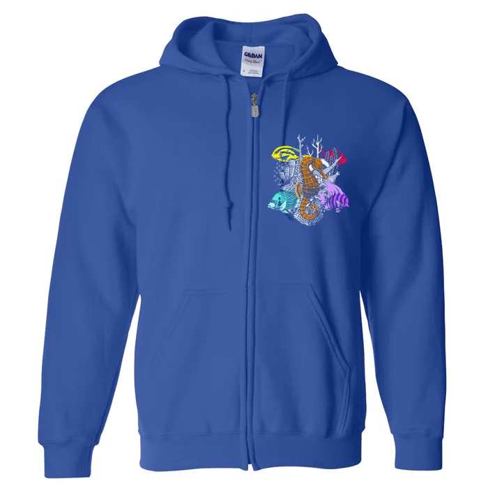 Earth Day Save Coral Reefs Sea Fish Seahorse Coastal Cleanup Gift Full Zip Hoodie