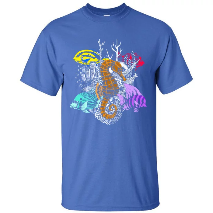 Earth Day Save Coral Reefs Sea Fish Seahorse Coastal Cleanup Cute Gift Tall T-Shirt