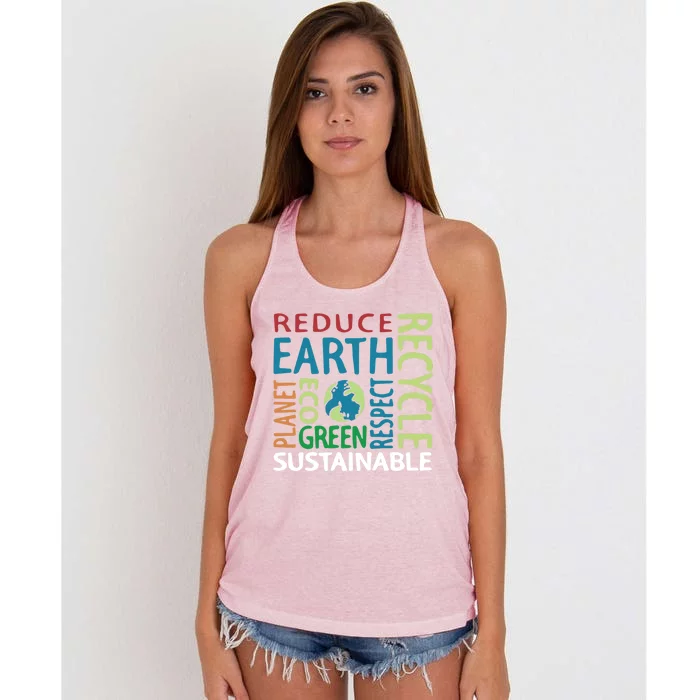 Earth Day Save Planet Rescue Animals Recycle Plastics Great Gift Women's Knotted Racerback Tank