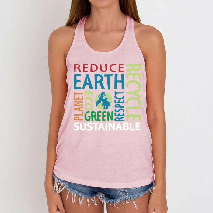 Earth Day Save Planet Rescue Animals Recycle Plastics Great Gift Women's Knotted Racerback Tank