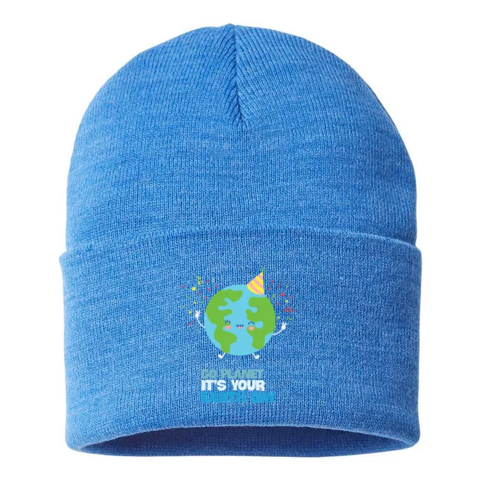 Earth Day Save The Planet Green Planet Recycle Great Gift Sustainable Knit Beanie