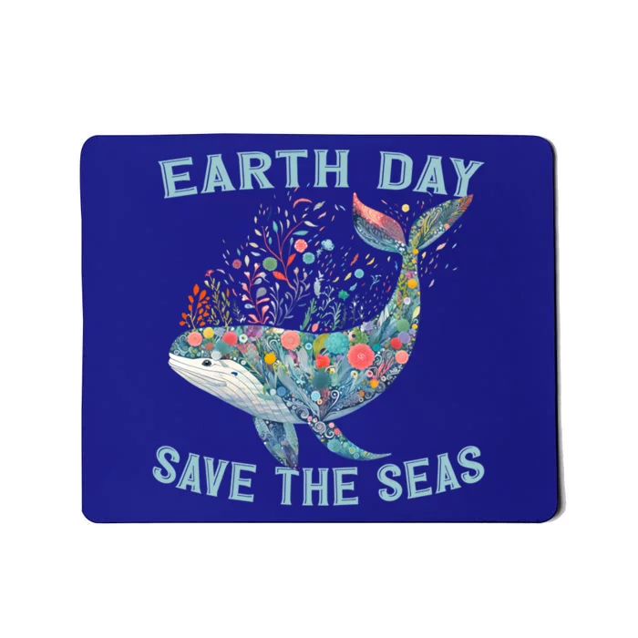 Earth Day Save The Seas Colorful Floral Whale Gift Mousepad