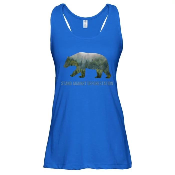 Earth Day Stand Against Deforestation Bear Gift Ladies Essential Flowy Tank