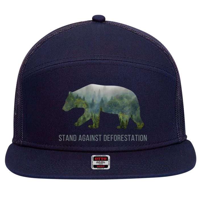 Earth Day Stand Against Deforestation Bear Gift 7 Panel Mesh Trucker Snapback Hat