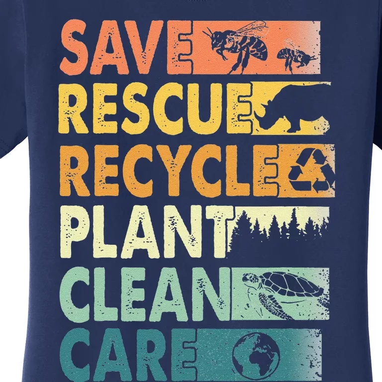 Earth Day Save Bees Rescue Animals Recycle Plastics Women's T-Shirt