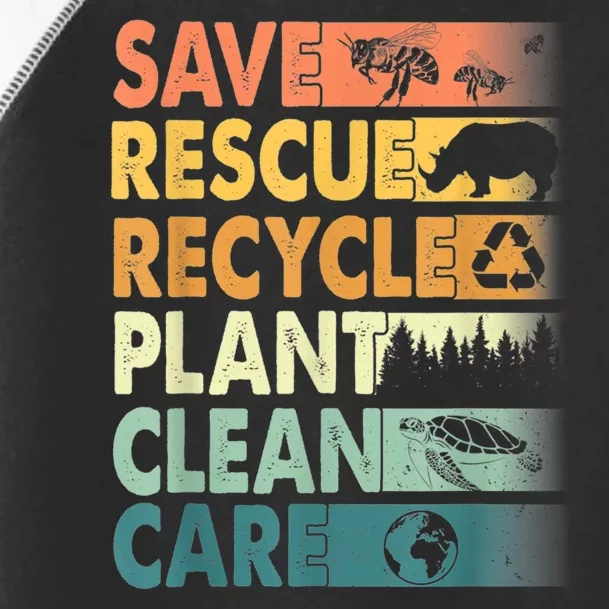 Earth Day Save Bees Rescue Animals Recycle Plastics Retro Toddler Fine Jersey T-Shirt