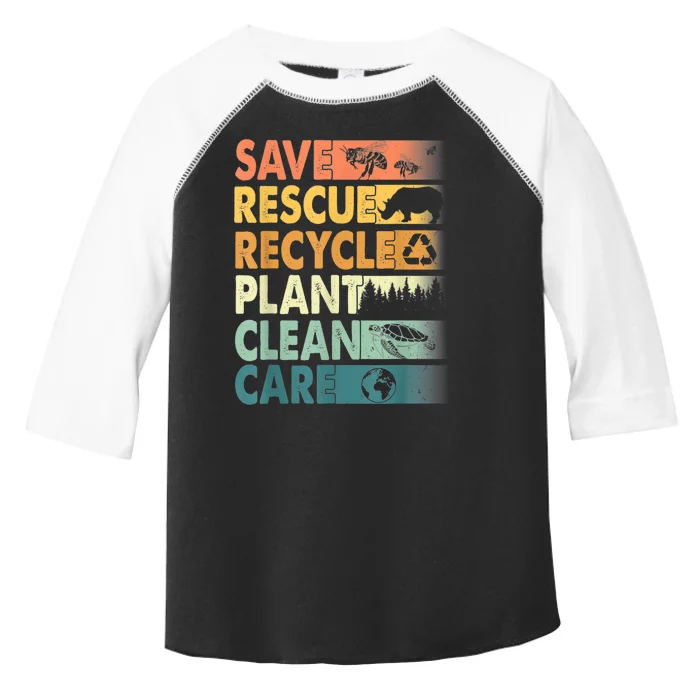 Earth Day Save Bees Rescue Animals Recycle Plastics Retro Toddler Fine Jersey T-Shirt