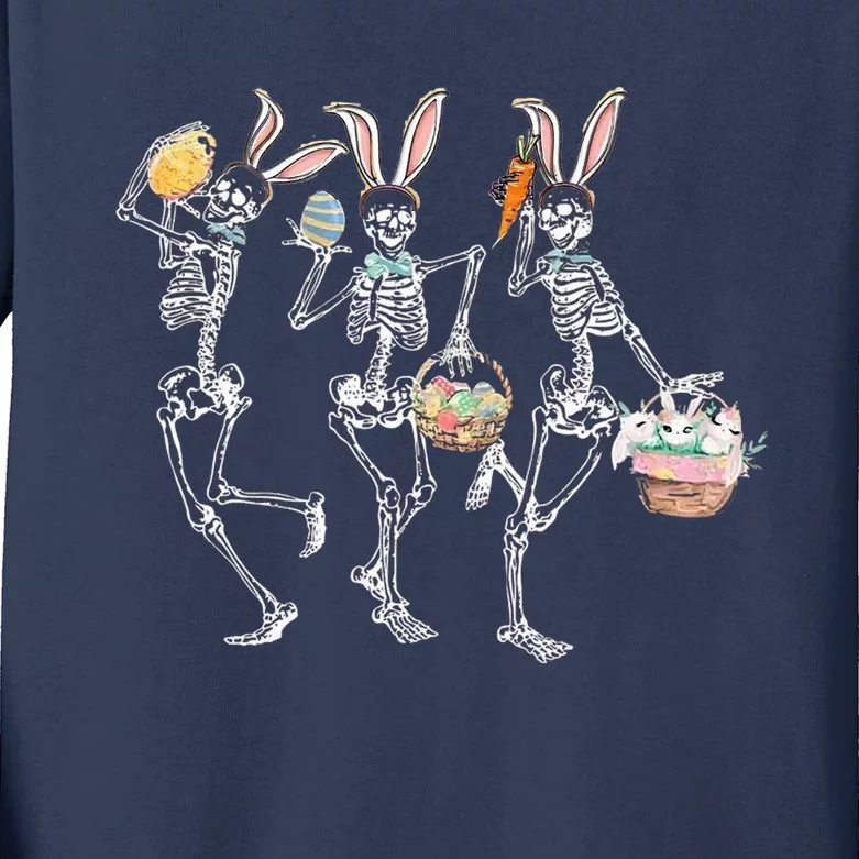 Easter Dancing Skeleton Kids Long Sleeve Shirt