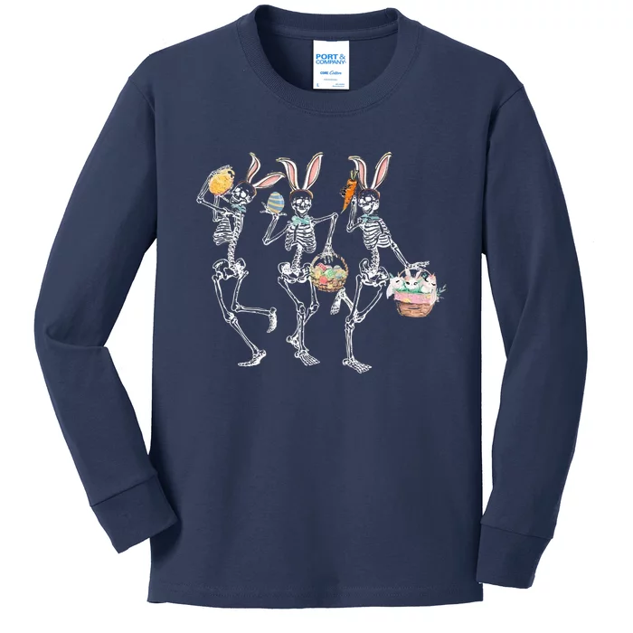 Easter Dancing Skeleton Kids Long Sleeve Shirt